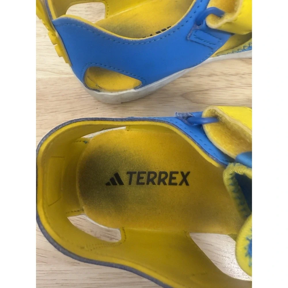 adidas Terrex Captain Toey Sandals LEGO‎ Bright Blue Cloud White Yellow Sz 5 #55